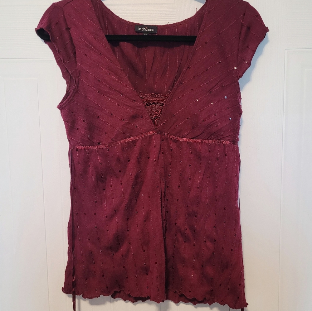Le chateau burgundy sequins top